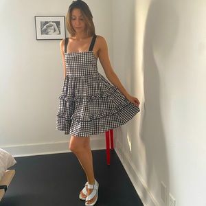 NWT Zara Ruffled Gingham Mini Dress
